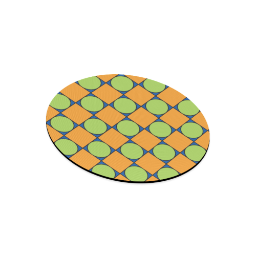 Green and Orange Geometric Pattern Round Mousepad