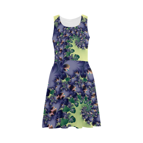 Fantastical Purple Feathers Fractal Abstract Atalanta Sundress (Model D04)