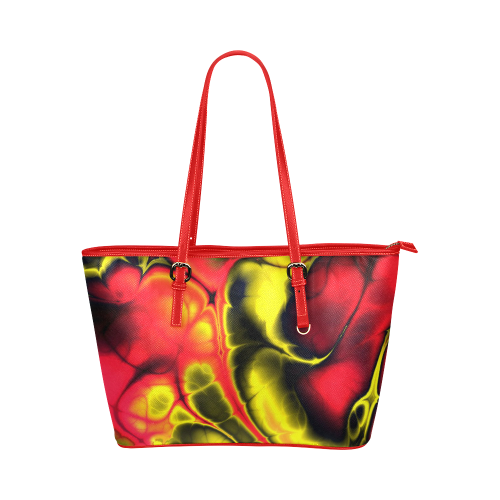 awesome fractal 36 Leather Tote Bag/Small (Model 1651)