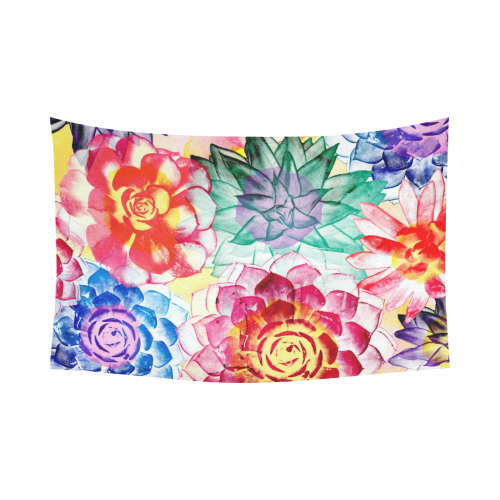 Succulents Cotton Linen Wall Tapestry 90"x 60"