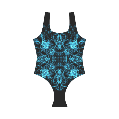 Blue SILK Arts Fractal Vest One Piece Swimsuit (Model S04)