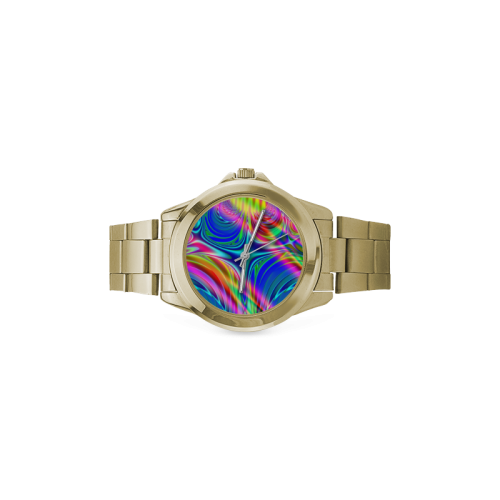 Rainbow Splash Fractal Custom Gilt Watch(Model 101)