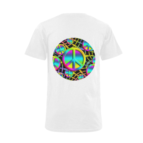 Neon Colorful Peace Pattern Men's V-Neck T-shirt  Big Size(USA Size) (Model T10)