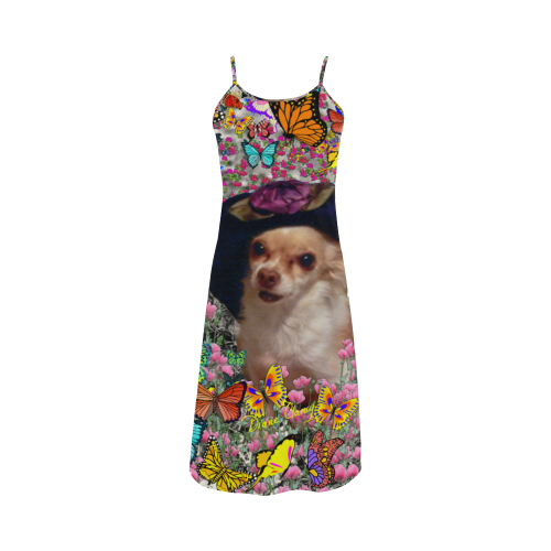 Chi Chi in Yellow Butterflies, Chihuahua Puppy Dog Alcestis Slip Dress (Model D05)