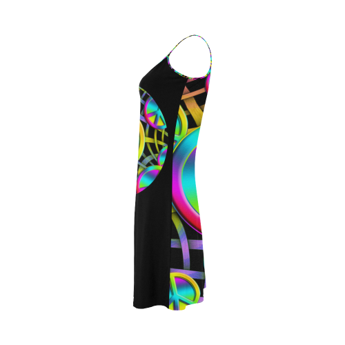 Neon Colorful Peace Pattern Alcestis Slip Dress (Model D05)