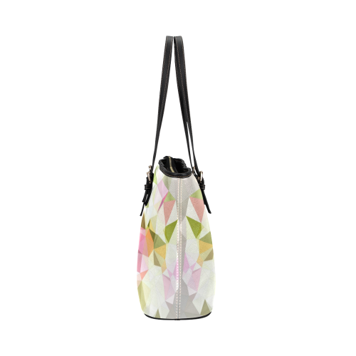 Low Poly Pastel Flowers Leather Tote Bag/Large (Model 1651)