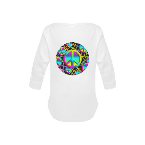 Neon Colorful Peace Pattern Baby Powder Organic Long Sleeve One Piece (Model T27)