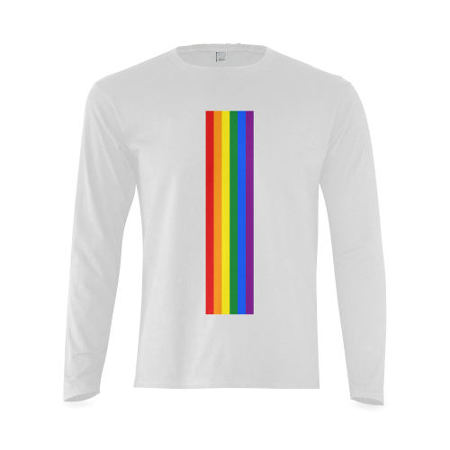Gay Pride Rainbow Flag Stripes Sunny Men's T-shirt (long-sleeve) (Model T08)