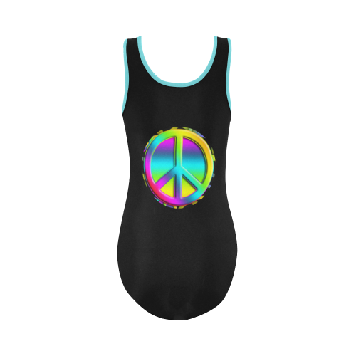 Neon Colorful Peace Pattern Vest One Piece Swimsuit (Model S04)