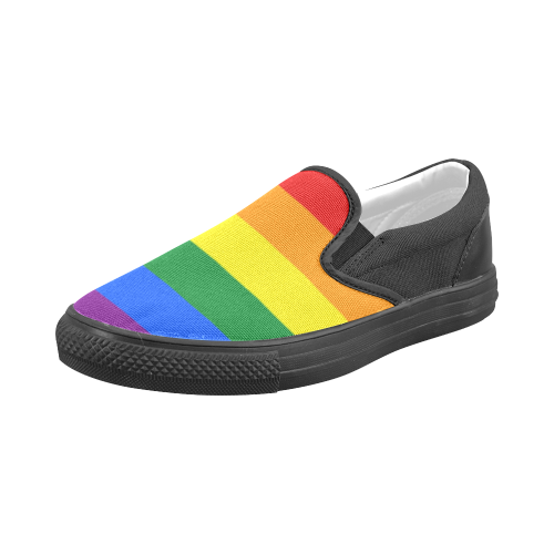 Gay Pride Rainbow Flag Stripes Men's Slip-on Canvas Shoes (Model 019)