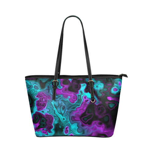 awesome fractal 34 Leather Tote Bag/Small (Model 1651)