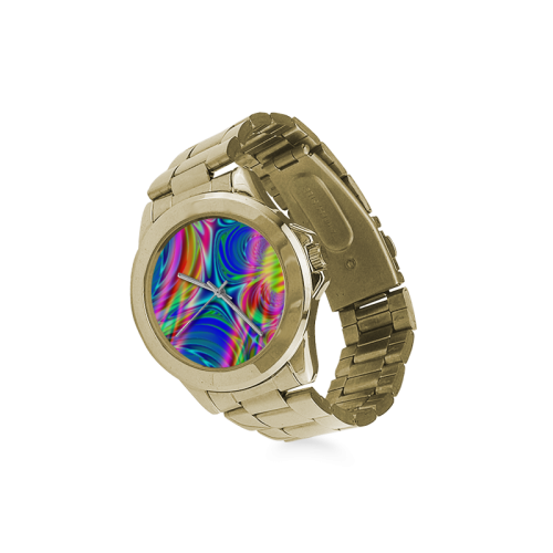 Rainbow Splash Fractal Custom Gilt Watch(Model 101)