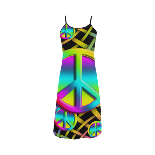 Colorful Peace Pattern Alcestis Slip Dress (Model D05)