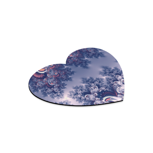 Purple Frost Fractal Heart-shaped Mousepad