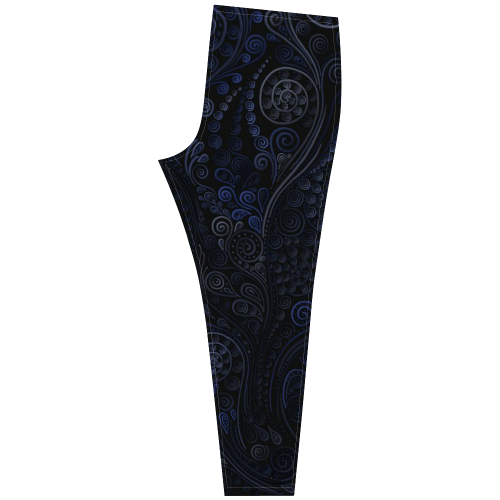 Ornamental blue on gray Cassandra Women's Leggings (Model L01)