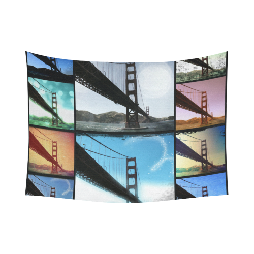 Golden Gate Bridge Collage Cotton Linen Wall Tapestry 80"x 60"