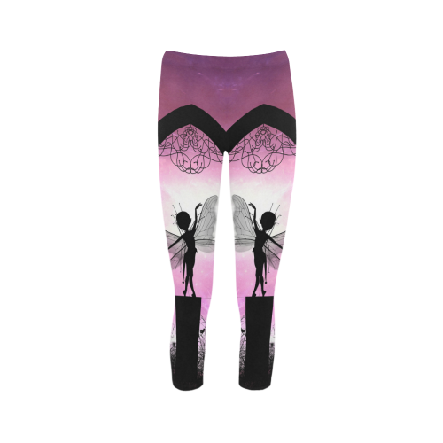 Cute dancing fairy in the night Capri Legging (Model L02)