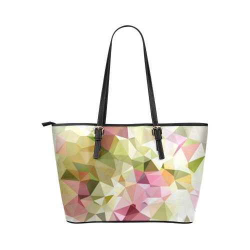 Low Poly Pastel Flowers Leather Tote Bag/Large (Model 1651)