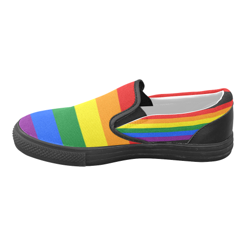 Gay Pride Rainbow Flag Stripes Men's Unusual Slip-on Canvas Shoes (Model 019)