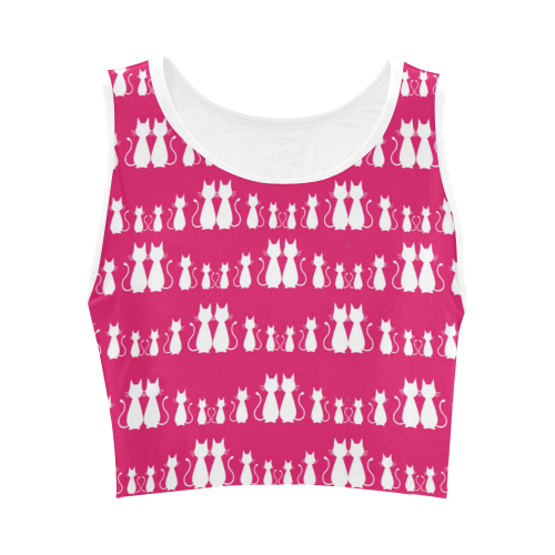 Cat Pattern Women's Crop Top (Model T42)