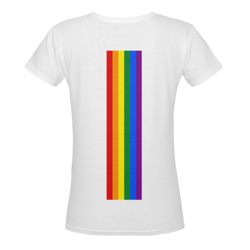 Gay Pridee Rainbow Flag Stripes Women's Deep V-neck T-shirt (Model T19)