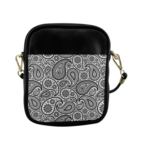 Black Paisley pattern Sling Bag (Model 1627)