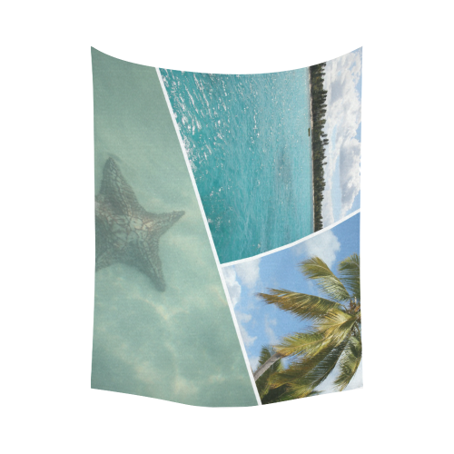 Caribbean Collage Cotton Linen Wall Tapestry 80"x 60"