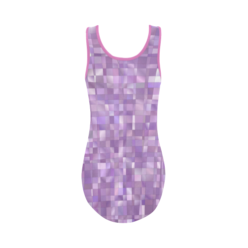 Purple Pearl Mosaic Vest One Piece Swimsuit (Model S04)