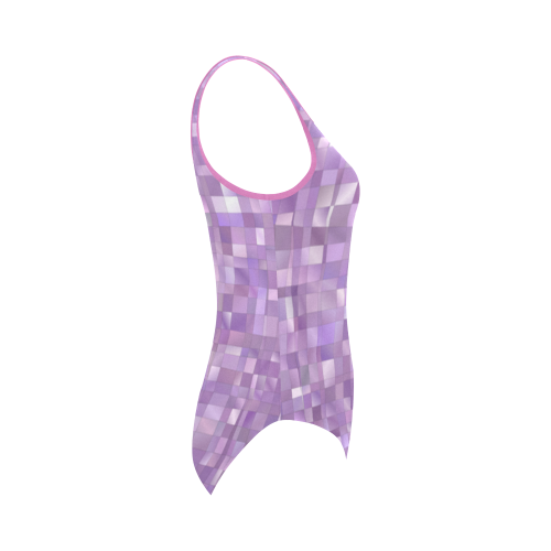 Purple Pearl Mosaic Vest One Piece Swimsuit (Model S04)