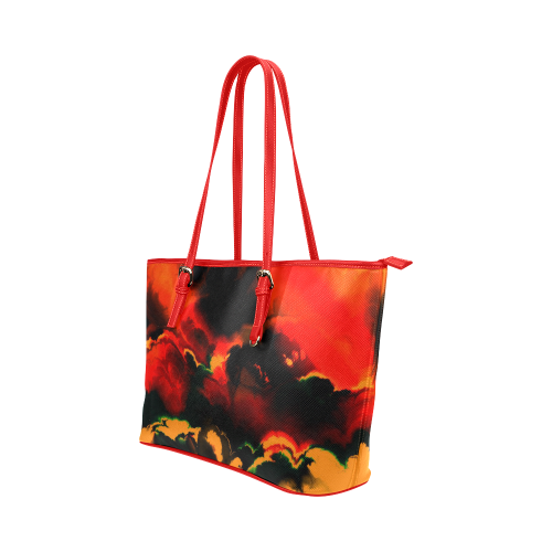 awesome fractal 37 Leather Tote Bag/Small (Model 1651)