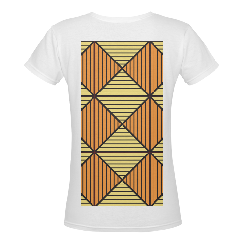 Geometric Triangle Pattern Women's Deep V-neck T-shirt (Model T19)