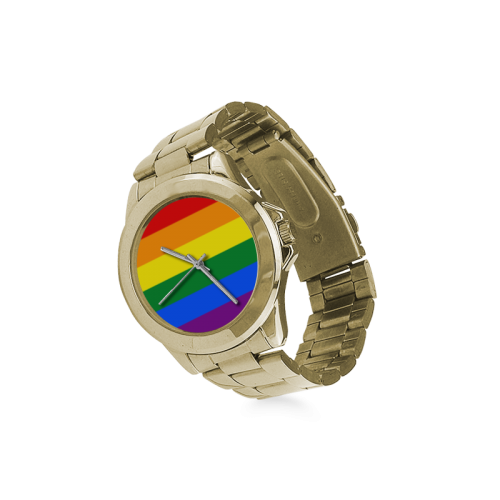 Gay Pride Rainbow Flag Stripes Custom Gilt Watch(Model 101)