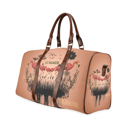 Summer design with flamingo Waterproof Travel Bag/Large (Model 1639)