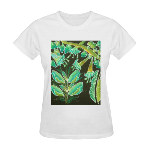 Irish Garden, Lime Green Flowers Dance in Joy Sunny Women's T-shirt (Model T05)