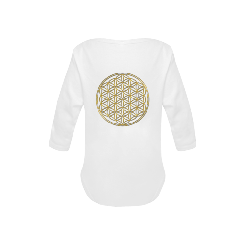 FLOWER OF LIFE gold Baby Powder Organic Long Sleeve One Piece (Model T27)