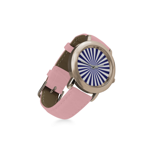 Blue Spiral Women's Rose Gold Leather Strap Watch(Model 201)