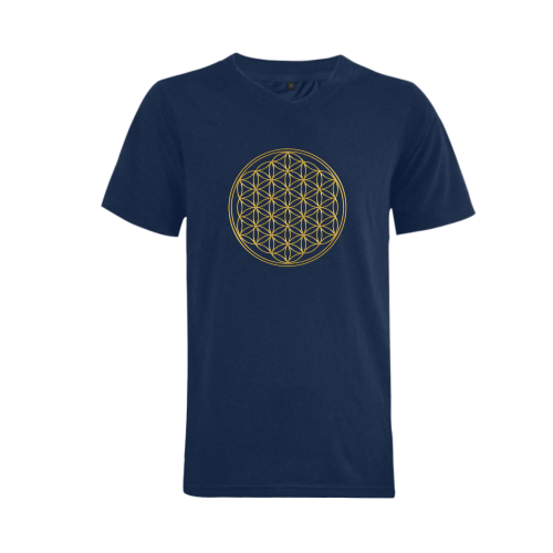 FLOWER OF LIFE gold Men's V-Neck T-shirt (USA Size) (Model T10)