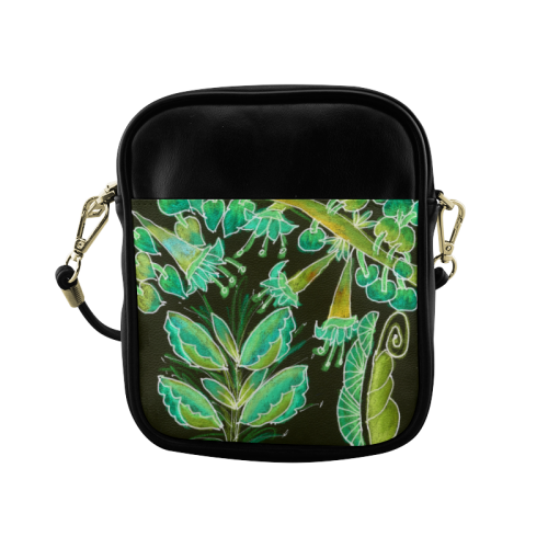Irish Garden, Lime Green Flowers Dance in Joy Sling Bag (Model 1627)