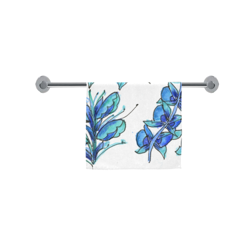 Pretty Blue Flowers, Aqua Garden Zendoodle Custom Towel 16"x28"