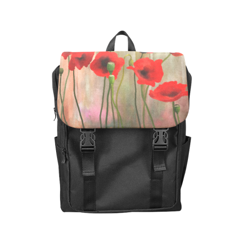 Watercolor Poppies Casual Shoulders Backpack (Model 1623)