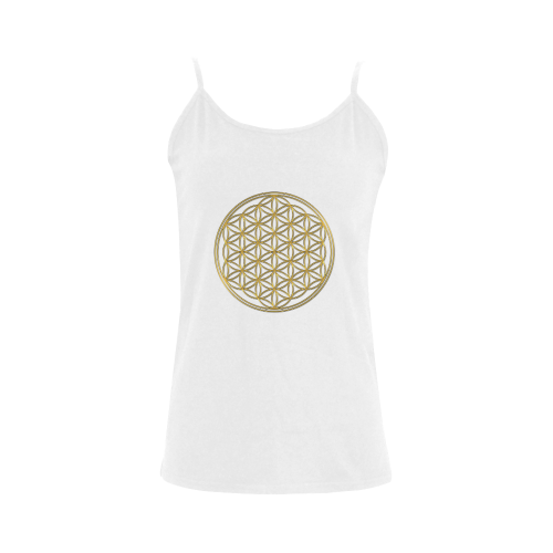 FLOWER OF LIFE gold Women's Spaghetti Top (USA Size) (Model T34)