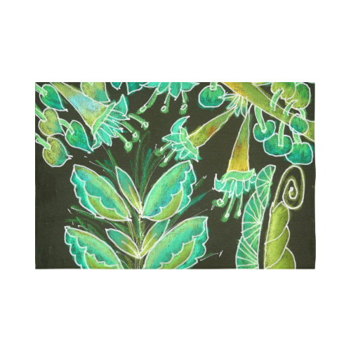 Irish Garden, Lime Green Flowers Dance in Joy Cotton Linen Wall Tapestry 90"x 60"