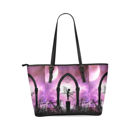 Cute dancing fairy in the night Leather Tote Bag/Large (Model 1640)