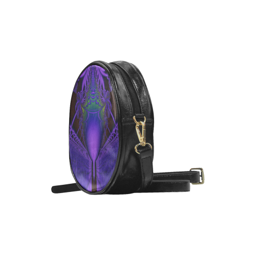 Shield and Elegant Purple and Blue Lace Pattern Round Sling Bag (Model 1647)