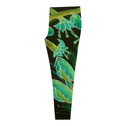 Irish Garden, Lime Green Flowers Dance in Joy Cassandra Women's Leggings (Model L01)