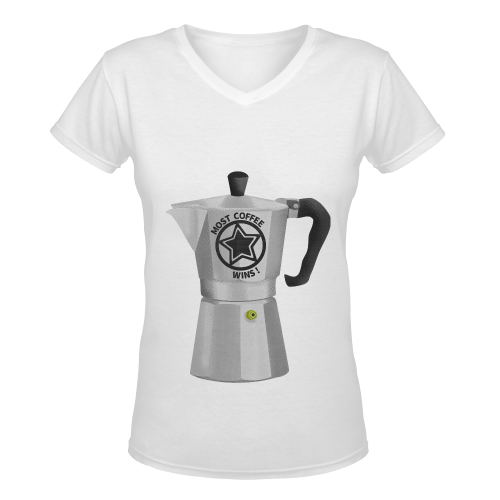 MOST COFFEE WINS RETRO ESPRESSO MAKER Women's Deep V-neck T-shirt (Model T19)