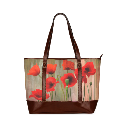 Poppies Tote Handbag (Model 1642)