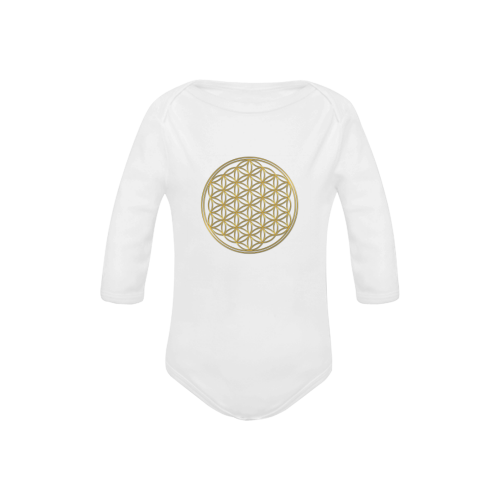 FLOWER OF LIFE gold Baby Powder Organic Long Sleeve One Piece (Model T27)