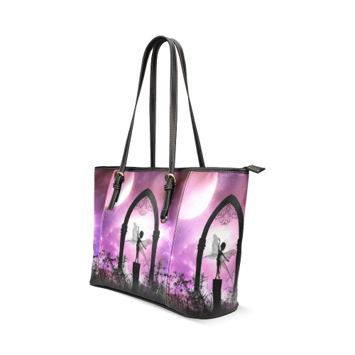 Cute dancing fairy in the night Leather Tote Bag/Large (Model 1640)