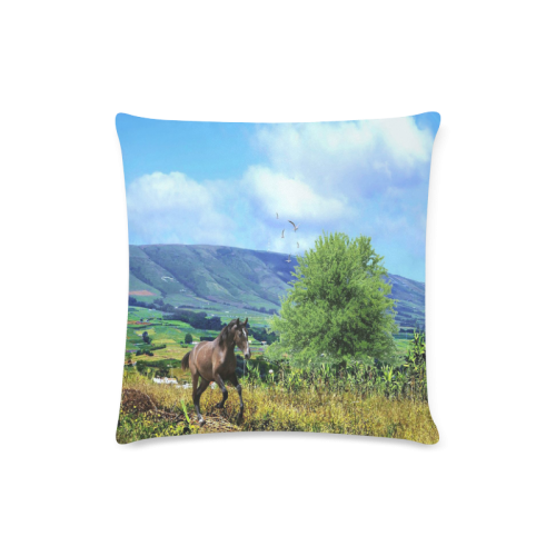 Mountain Side Gallop Custom Zippered Pillow Case 16"x16"(Twin Sides)